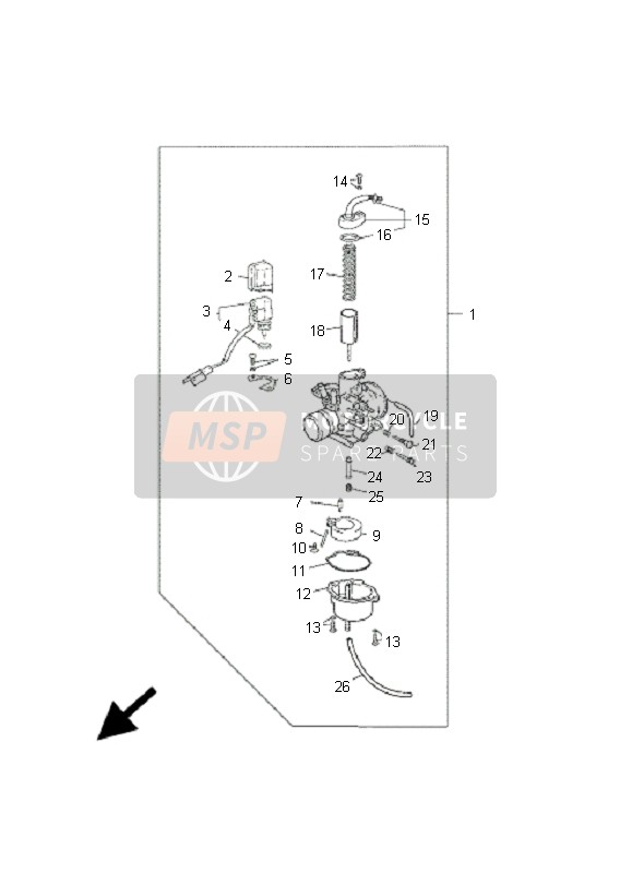 Yamaha CS50R-AC JOG 2009 Carburettor for a 2009 Yamaha CS50R-AC JOG